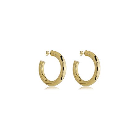 Brinco de argola liso banho em ouro 18k
