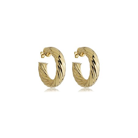 Brinco de argola liso banho em ouro 18k