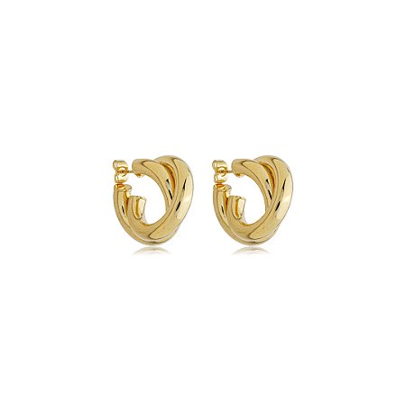Brinco de argola liso banho em ouro 18k