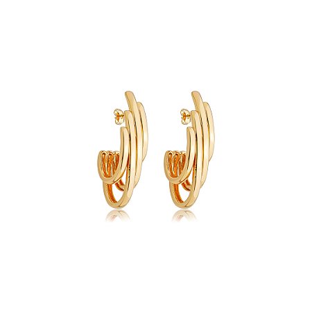 Brinco de argola liso banho em ouro 18k