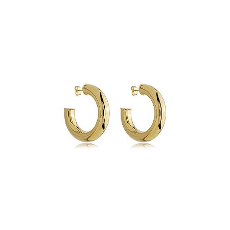 Brinco de argola liso banho em ouro 18k
