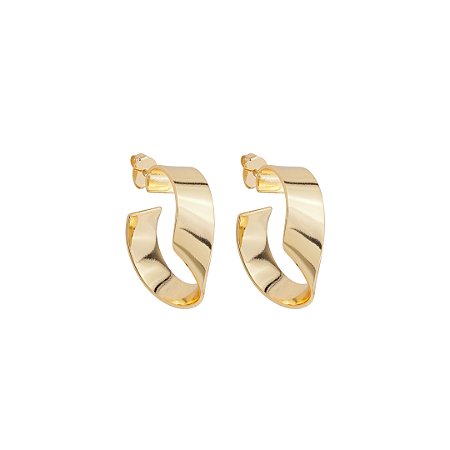 Brinco de argola liso banho em ouro 18k
