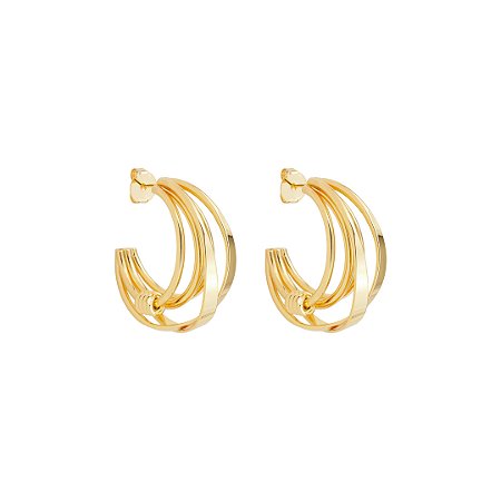 Brinco de argola liso banho em ouro 18k