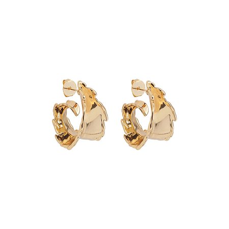 Brinco de argola liso banho em ouro 18k