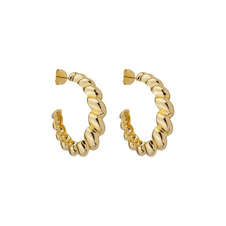 Brinco de argola liso banho em ouro 18k