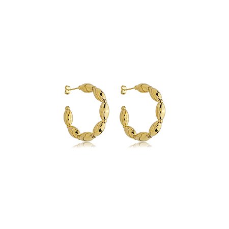 Brinco de argola liso banho em ouro 18k