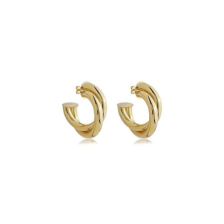 Brinco de argola liso banho em ouro 18k