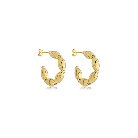 Brinco de argola liso banho em ouro 18k