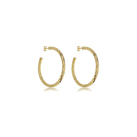 Brinco de argola liso banho em ouro 18k