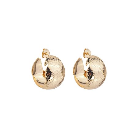 Brinco de argola liso banho em ouro 18k