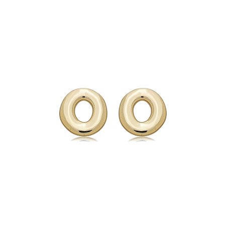 Brinco dourado liso banho em ouro 18k