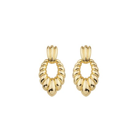 Brinco dourado liso banho em ouro 18k