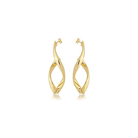 Brinco dourado liso banho em ouro 18k