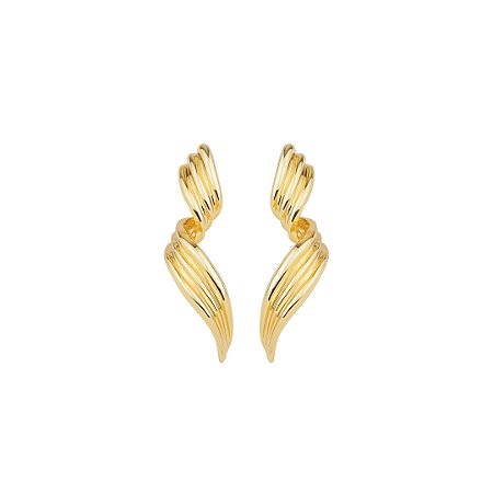 Brinco dourado liso banho em ouro 18k