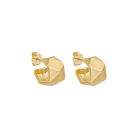 Brinco de argola acetinado banho em ouro 18K