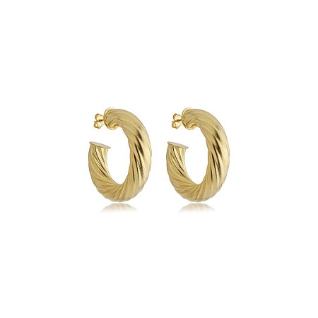 Brinco de argola acetinado banho em ouro 18K