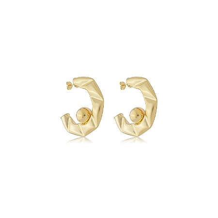 Brinco de argola acetinado banho em ouro 18K