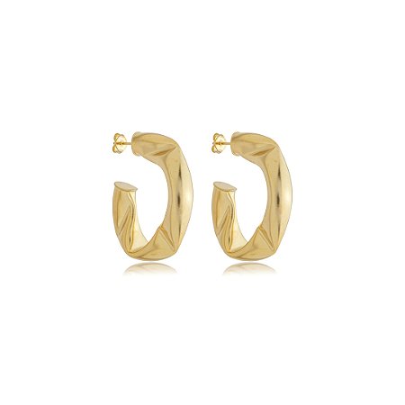 Brinco de argola acetinado banho em ouro 18K