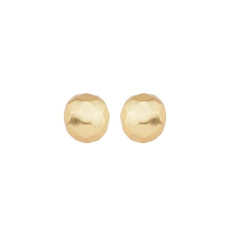 Brinco liso acetinado banho em ouro 18K