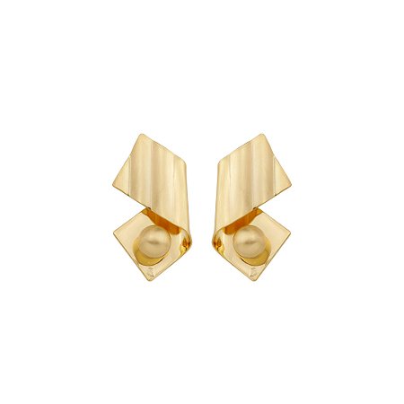 Brinco liso acetinado banho em ouro 18K