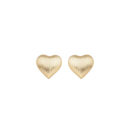 Brinco de coração liso escovado banho em ouro 18K