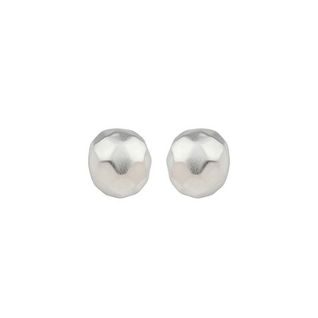 Brinco liso acetinado banho em ródio branco