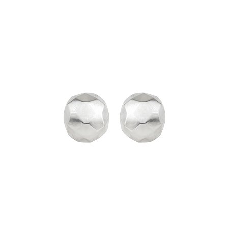 Brinco liso acetinado banho em ródio branco
