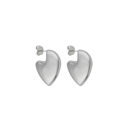 Brinco de argola liso acetinado banho em ródio branco