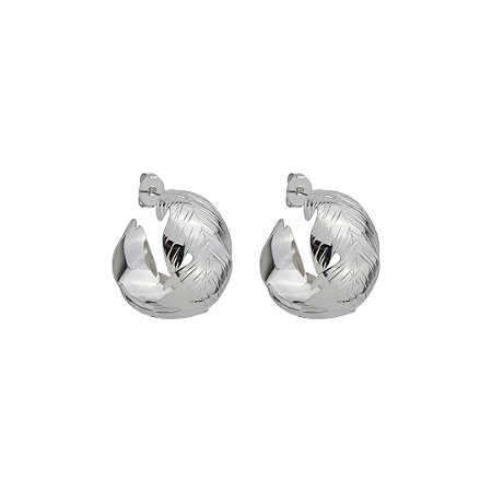 Brinco de argola liso banho em ródio branco