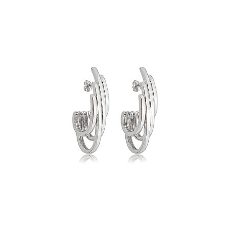 Brinco de argola liso banho em ródio branco