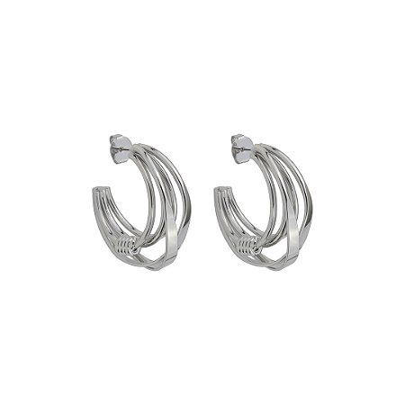 Brinco de argola liso banho em ródio branco