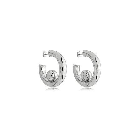 Brinco de argola liso banho em ródio branco