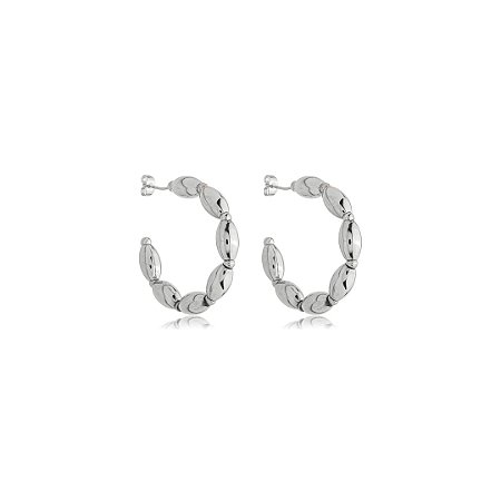 Brinco de argola liso banho em ródio branco