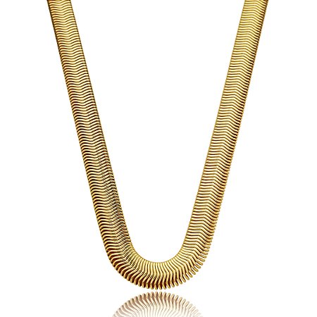 Colar de malha liso banho em ouro 18k