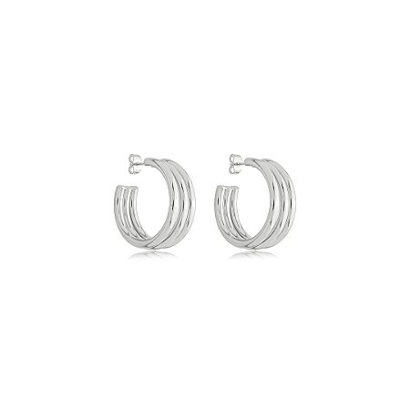 Brinco de argola liso banho em ródio branco