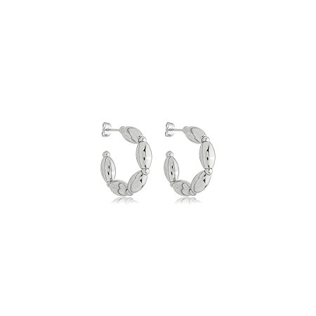 Brinco de argola liso banho em ródio branco