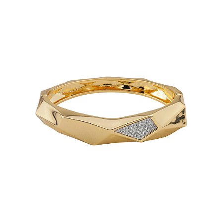 Bracelete com detalhe cravejado de zircônia cristal banho em ouro 18k