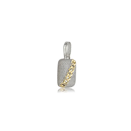 Pingente cravejado de zircônia cristal banho em ródio branco