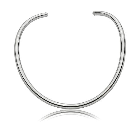 Colar de aro liso banho em ródio branco