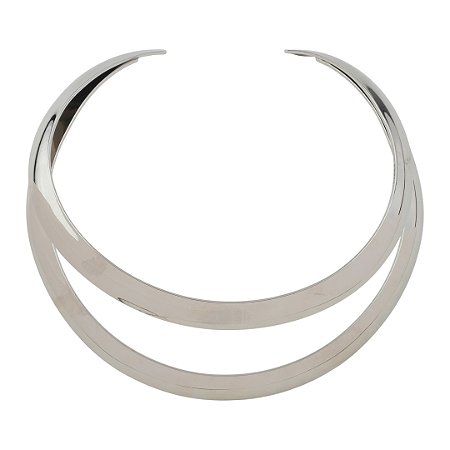 Colar de aro liso banho em ródio branco