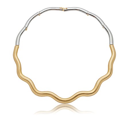 Colar de aro liso acetinado banho duplo