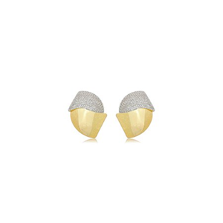 Brinco cravejado de zircônia cristal banho em ouro 18k