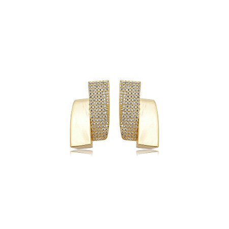 Brinco cravejado de zircônia cristal banho em ouro 18k