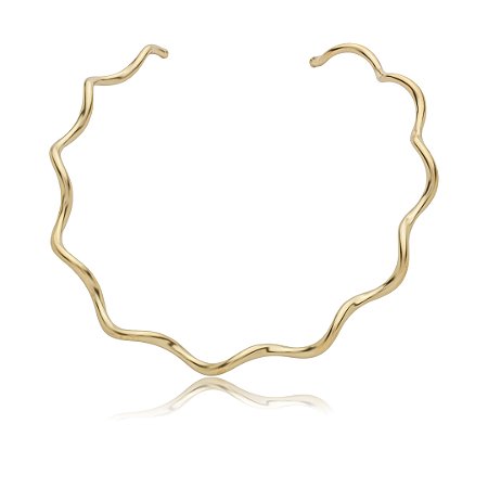 Colar de aro liso acetinado banho em ouro 18k