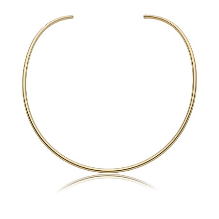 Colar de aro liso acetinado banho em ouro 18k