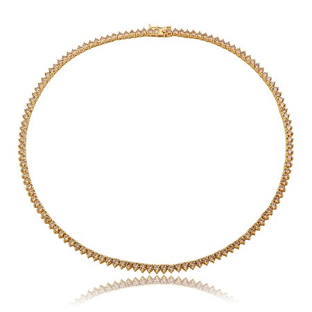 Colar de riviera cravejado de zircônia granada banho em ouro 18k