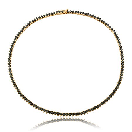 Colar de riviera cravejado de zircônia ônix banho em Ouro 18k