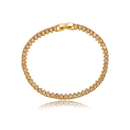 Pulseira de riviera cravejado de zircônia granada banho em Ouro 18k