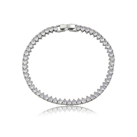 Pulseira de riviera cravejado de zircônia lilás banho em Ródio branco