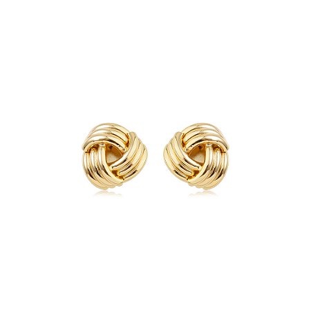Brinco dourado liso banho em ouro 18k